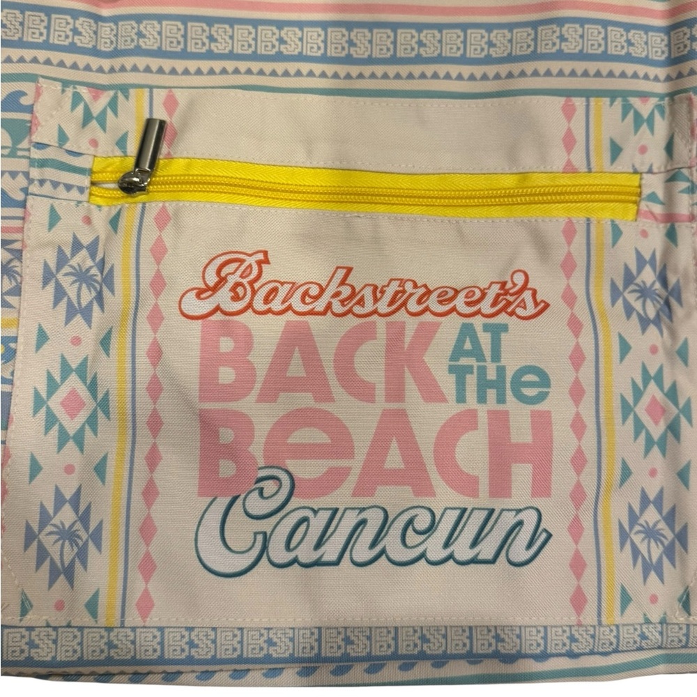 Backstreet Boys Cancun, April 2024 Colorful Beach Tote with Yellow Zipper